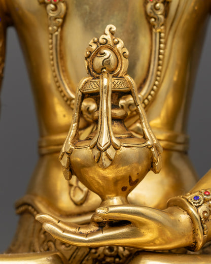 24k Gold Gilded Kshitigarbha Statue from Nepal