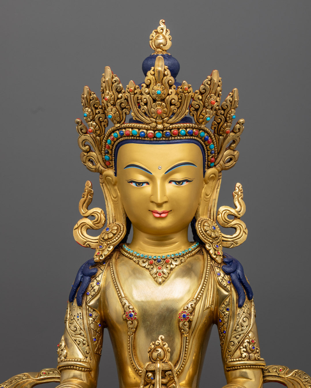 24k Gold Gilded Kshitigarbha Statue from Nepal