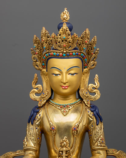 24k Gold Gilded Kshitigarbha Statue from Nepal