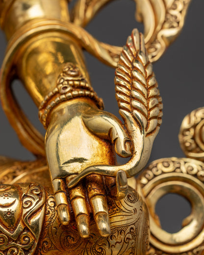 Handcrafted Kṣitigarbha Statue | 24K Gold-Plated Copper