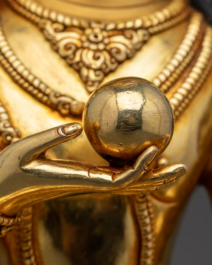 Handcrafted Kṣitigarbha Statue | 24K Gold-Plated Copper