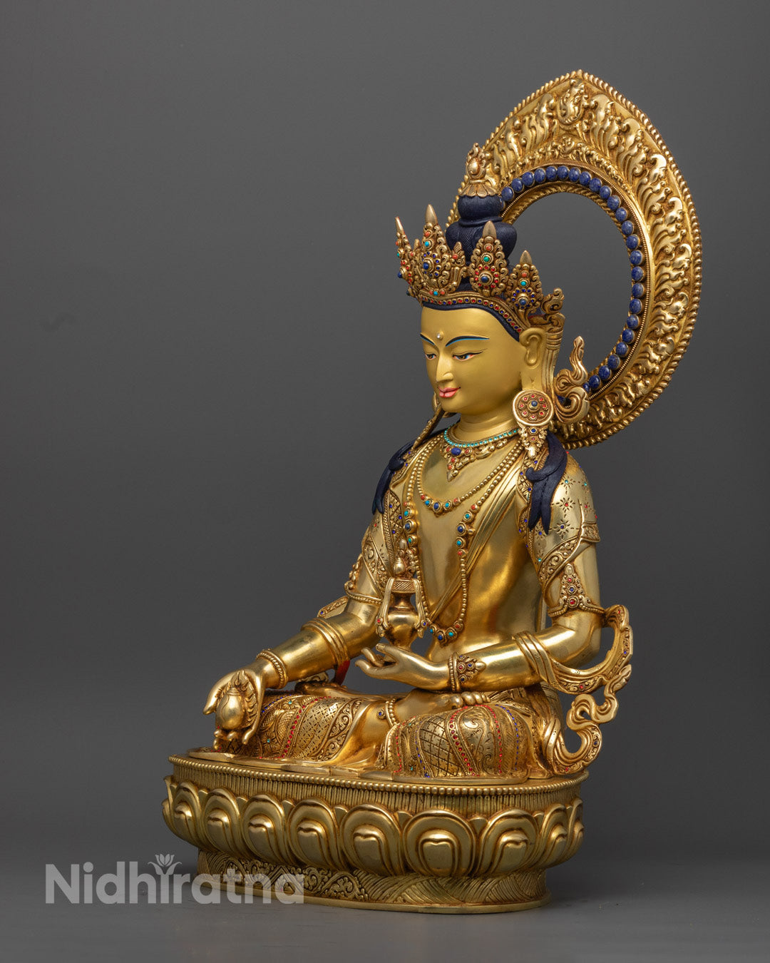 Sacred Kshitigarbha Bodhisattva Statue | 24k Gold & Copper
