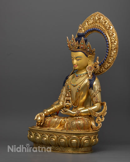Sacred Kshitigarbha Bodhisattva Statue | 24k Gold & Copper