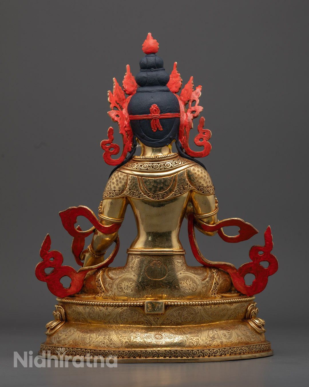Handcrafted Kṣitigarbha Statue | 24K Gold-Plated Copper