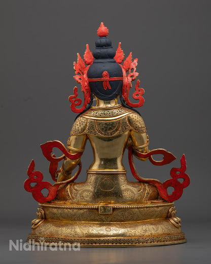 Handcrafted Kṣitigarbha Statue | 24K Gold-Plated Copper