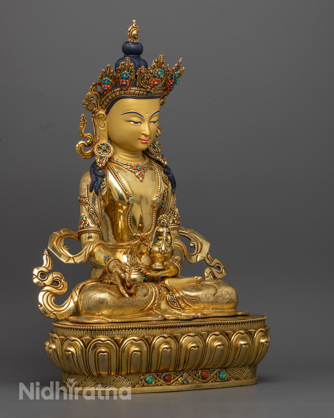 Kshitigarbha Bodhisattva Statue – Hand-Carved Buddhist Art from Nepal