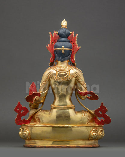Kshitigarbha Bodhisattva Statue, handmade Nepalese copper meditation sculpture