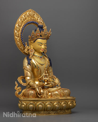 Kshitigarbha Statue – Copper &amp; 24k Gold Gilded Bodhisattva for Healing &amp; Protection