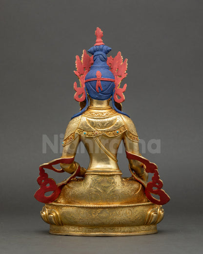 Kshitigarbha Statue, handmade Nepalese copper meditation sculpture
