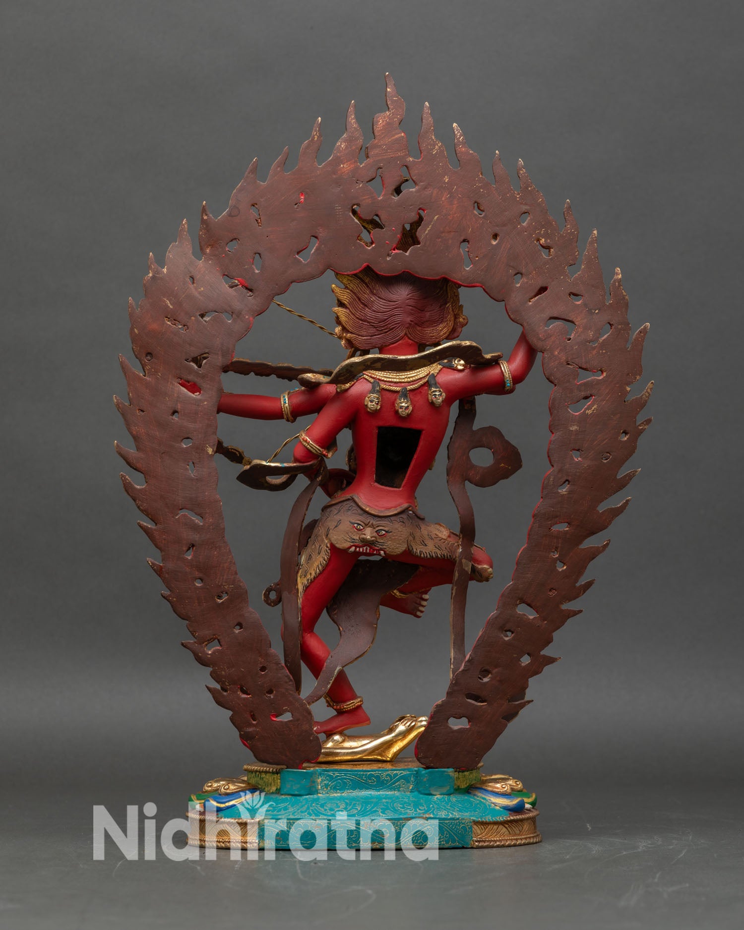 Back view of Kurukulla Statue hand painted acrylic colors altar ritual sculpture