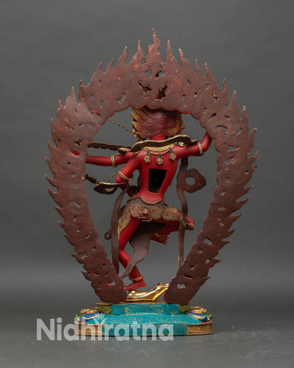 Back view of Kurukulla Statue hand painted acrylic colors altar ritual sculpture