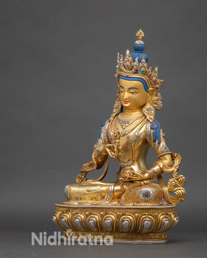 Left profile of Vajrasattva purification deity fire gilded Nepal art