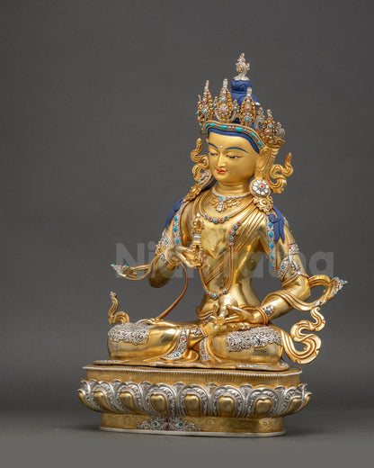 Left side of Dorje Sempa statue detailed carvings and semi-precious stones