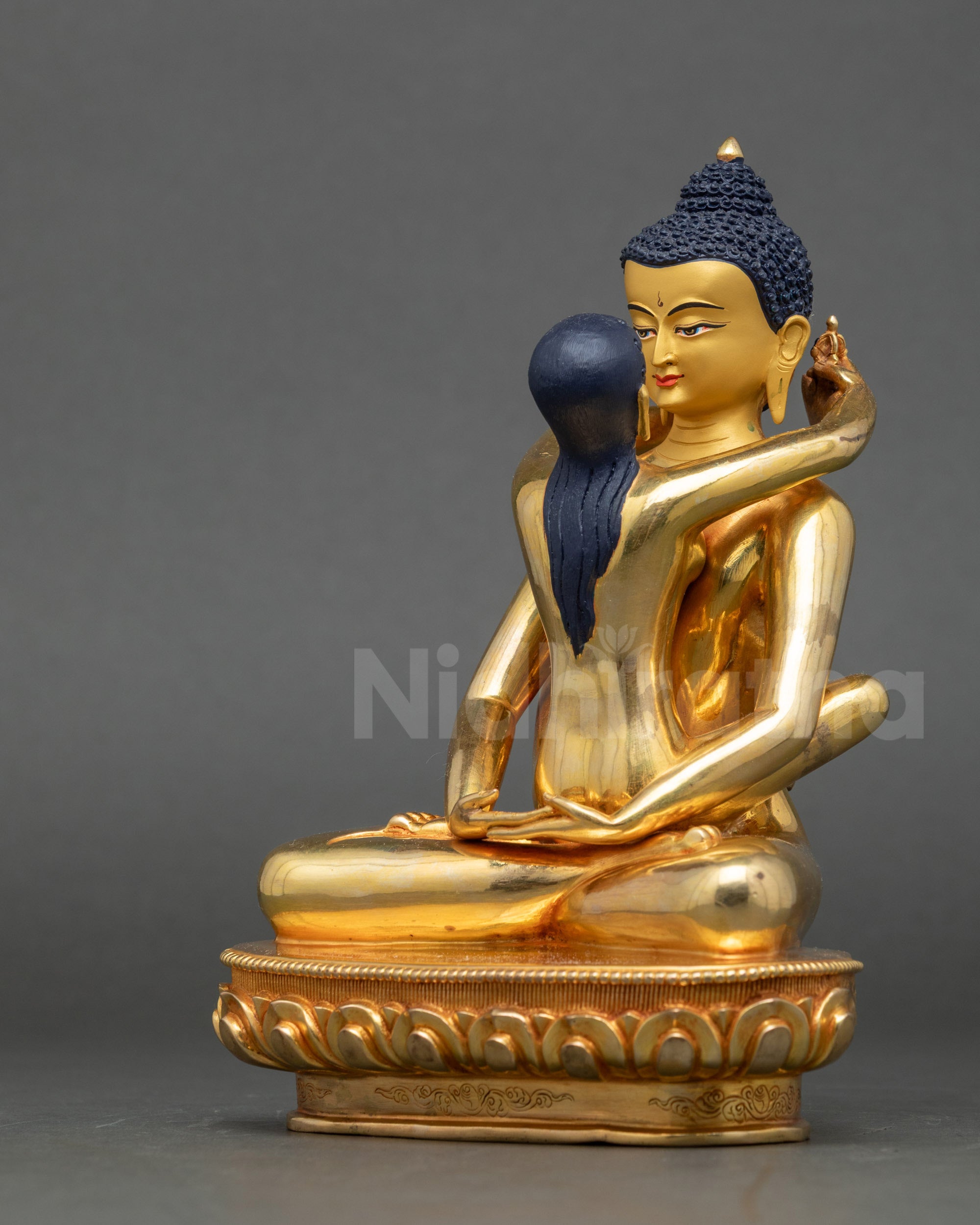 Left side view of Samantabhadra Buddha Statue with sacred mantras Nepal