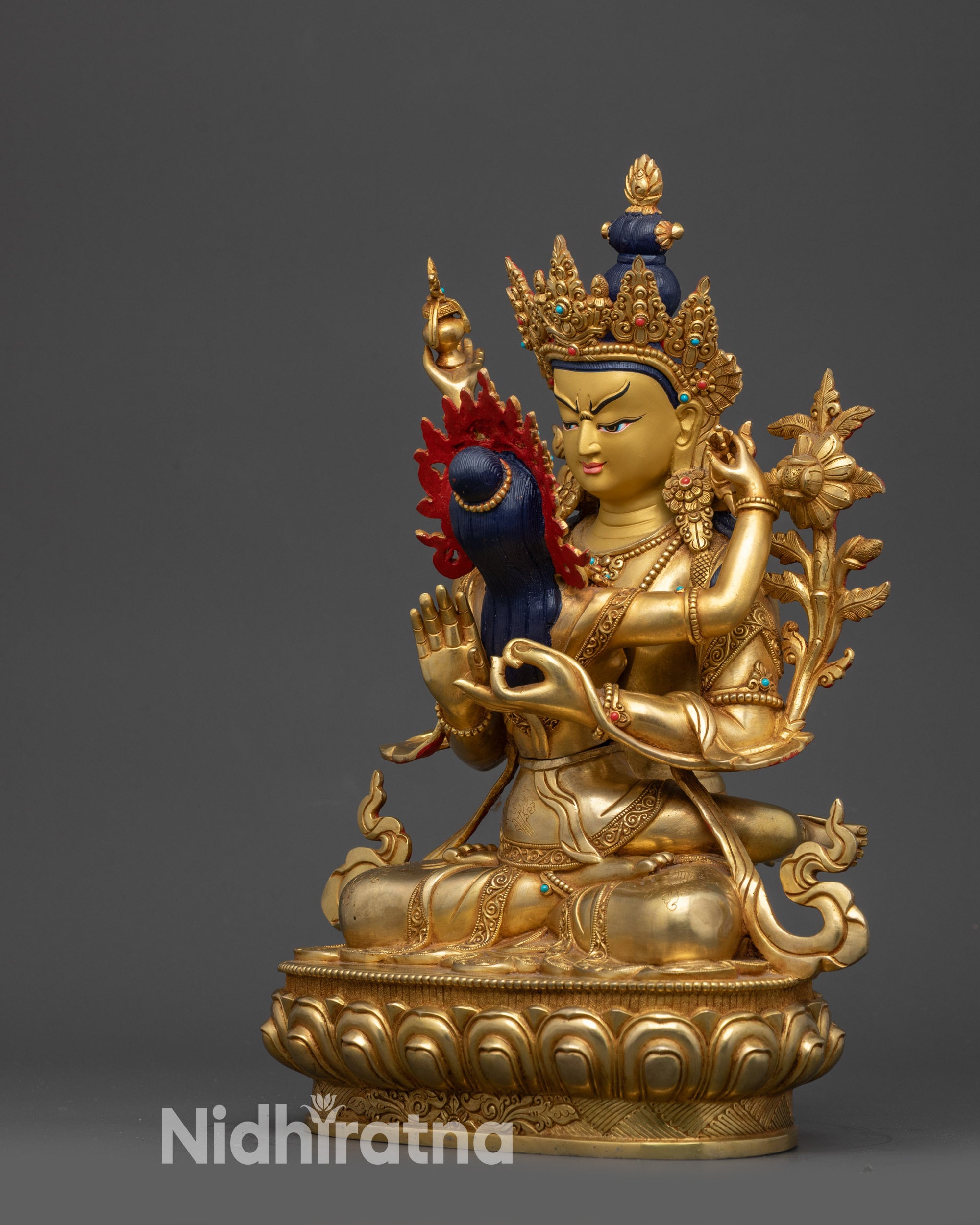 Left view side Buddha consort statue authentic Nepalese lost wax artwork
