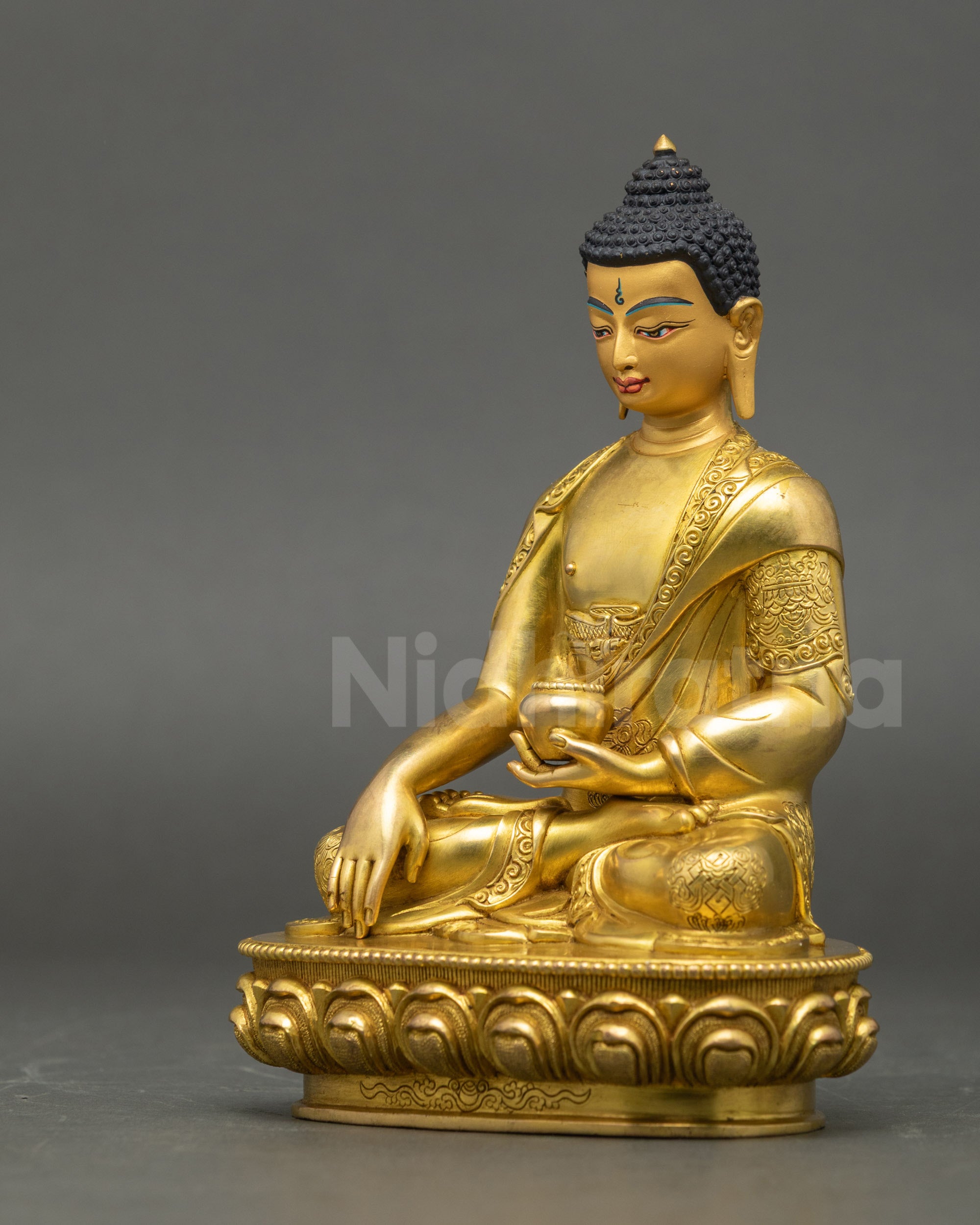 Left view side: Siddhartha Gautama Statue left side view handcrafted Nepalese Buddha