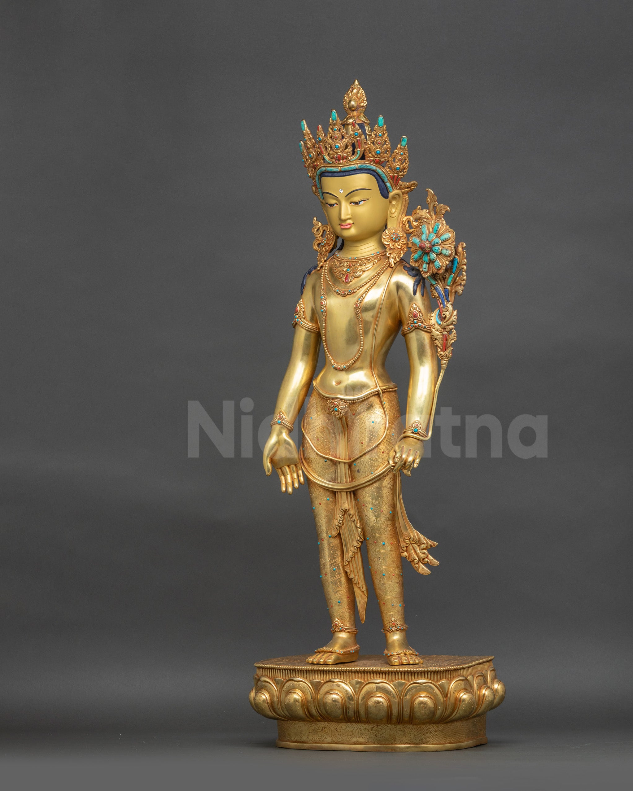 Left view side of Padmapani Bodhisattva statue handcrafted by master artisans
