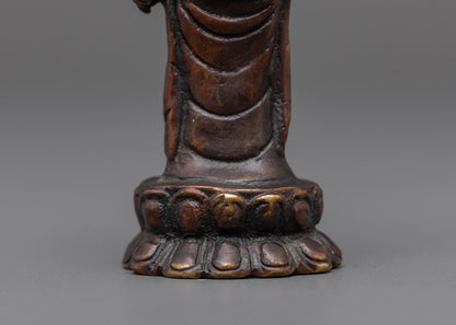 Little Oxidized Buddha Statue | Handcrafted Copper Meditation Idol