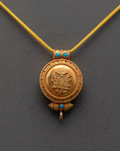 Buddhist Gold Gilded Lotus Locket | Meto Pema