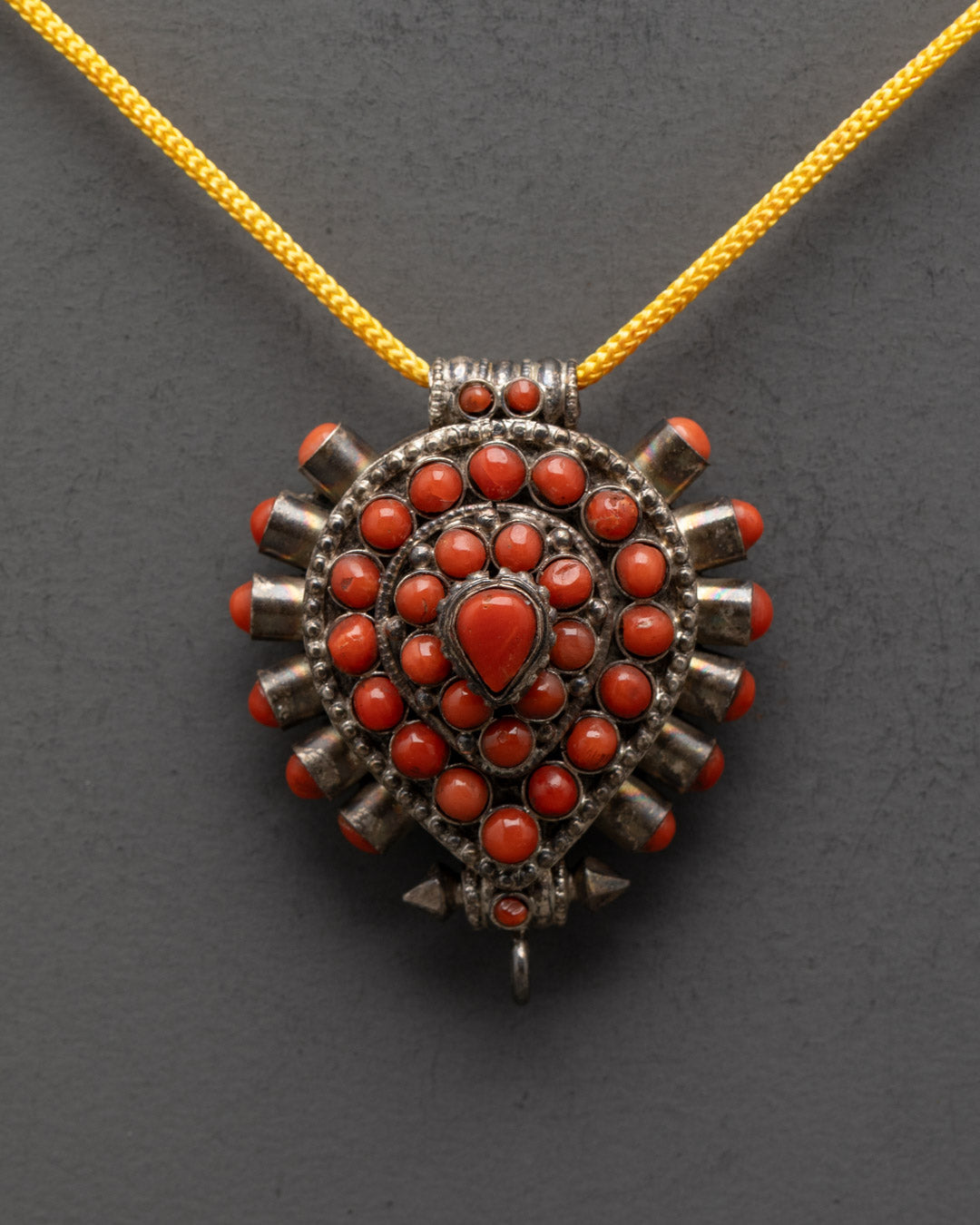 Beautifully Designed Silver Pendant with Coral Stones