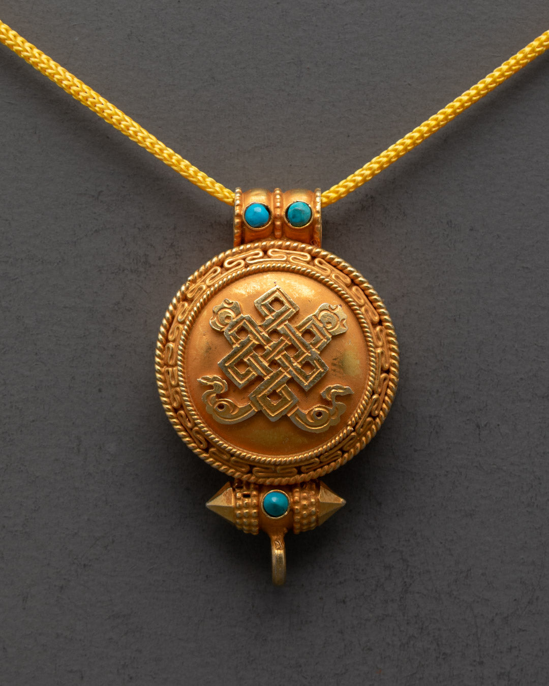 Gold Plated Endless Knot Buddhist Locket