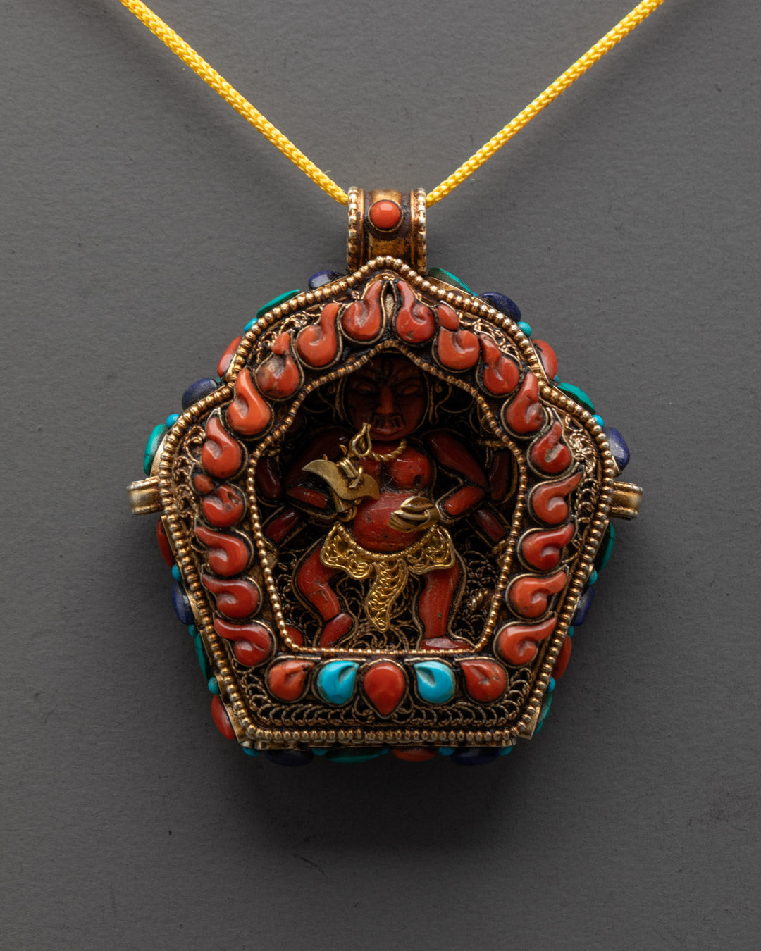 Tibetan Mahakala Locket | Fierce Buddhist Guardian Amulet