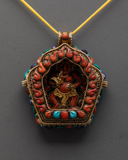 Tibetan Mahakala Locket | Fierce Buddhist Guardian Amulet