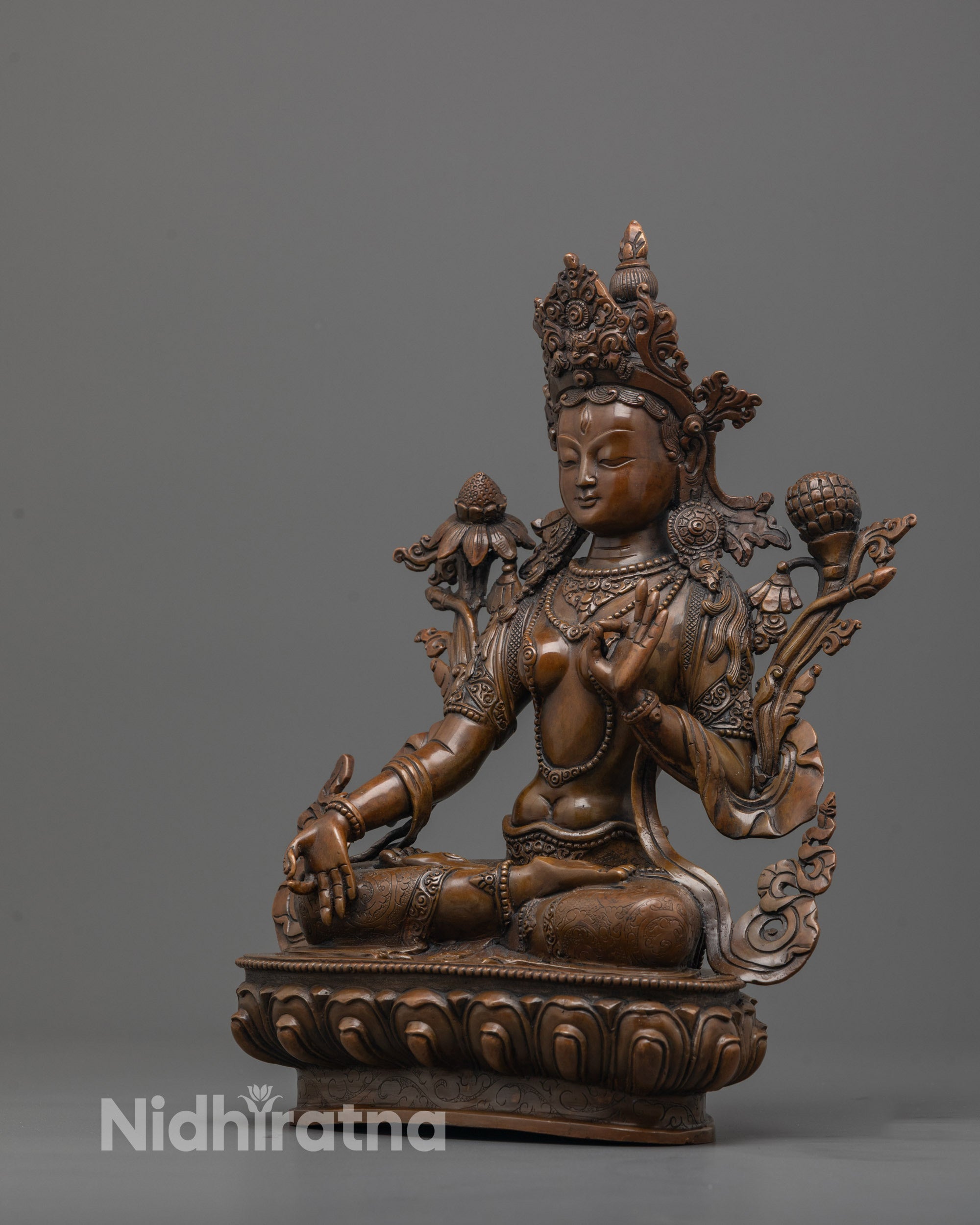 Buddhist White Tara Statue | Tibetan Goddess Idol from Nepal