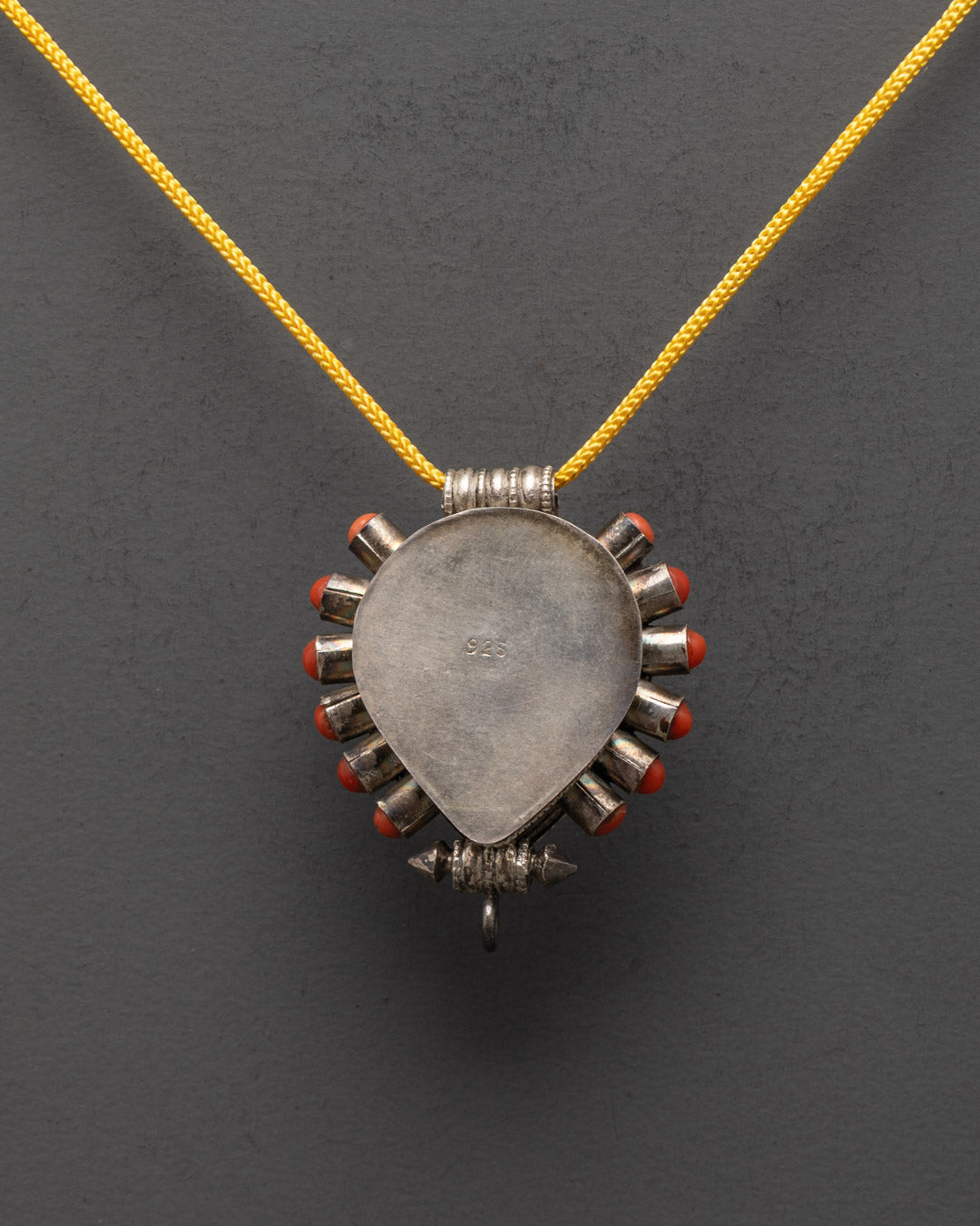 Beautifully Designed Silver Pendant with Coral Stones