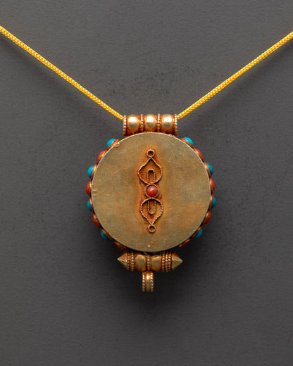 Green Tara Buddhist Locket with Semi-Precious Stones