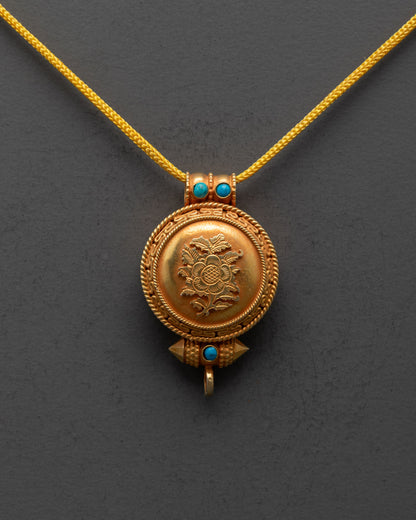 Buddhist Gold Gilded Lotus Locket | Meto Pema