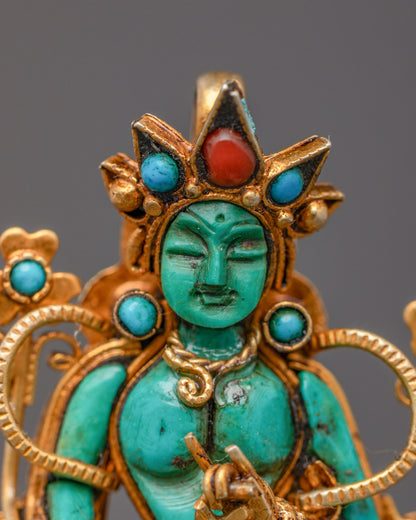 Green Tara Pendant Locket | Devotional Necklace for Peace