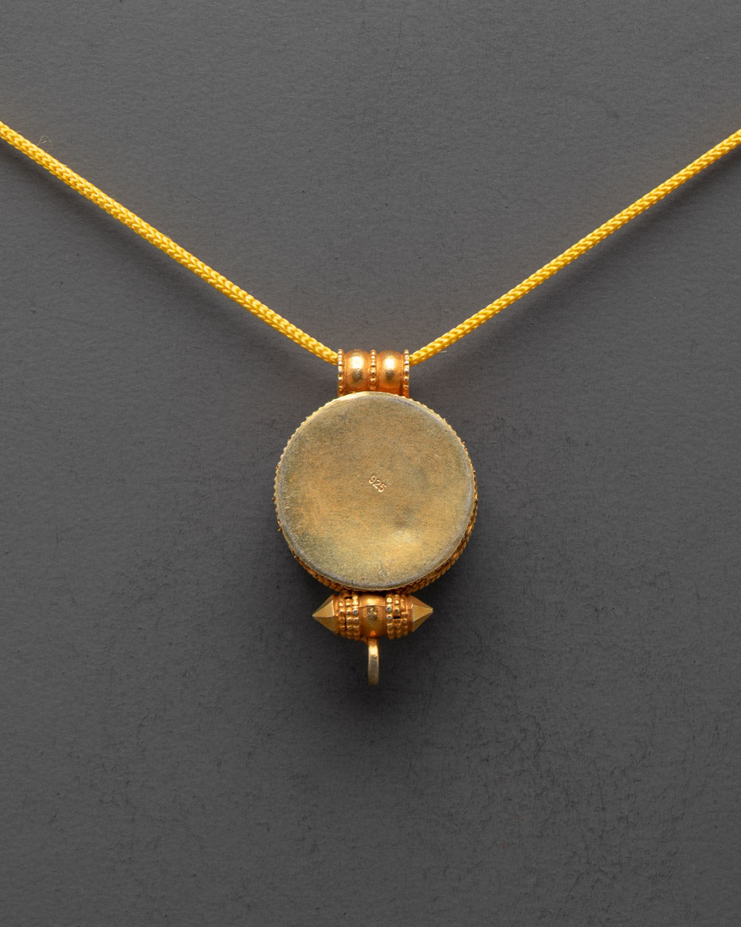 Hand-Carved Gold-Plated Lotus Locket with Turquoise and Coral
