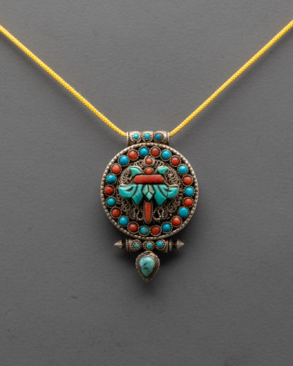 Tibetan Victory Banner Locket | Sacred Buddhist Pendant
