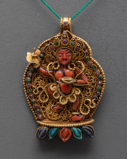 Tibetan Dorje Phagmo Locket | Elegant Gold-Plated Pendant