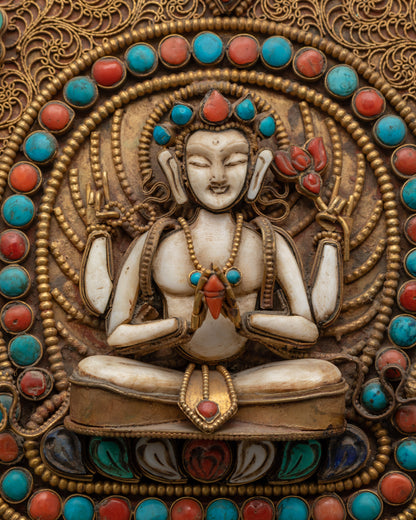 Chenrezig Deity Wall Hanging | Handmade Buddhist Art