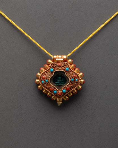 Buddha Locket of Amitabha | Tibetan Devotional Pendant