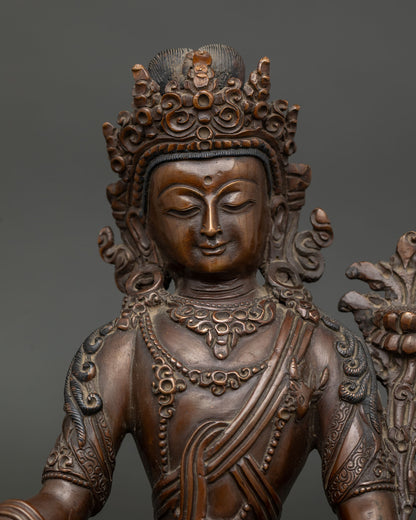 Lokeshwor statue detailed face with ornate crown and traditional jewelry.