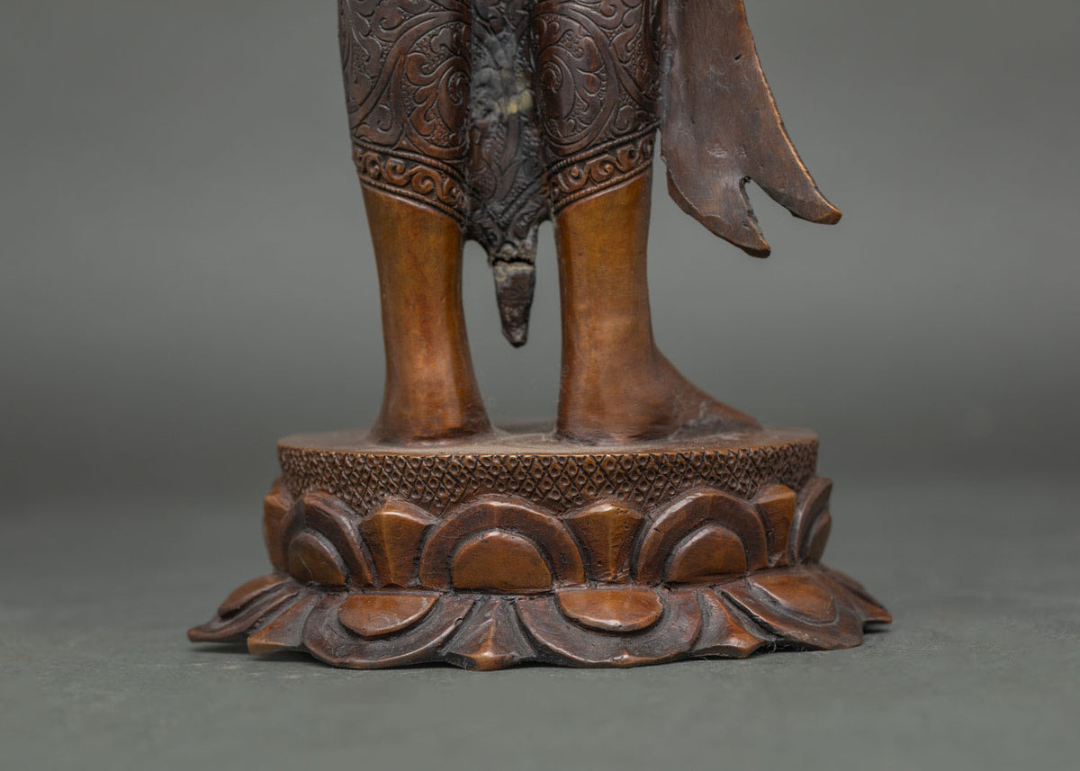 Standing Avalokiteshvara Statue | Chemically Oxidized Copper Figurine
