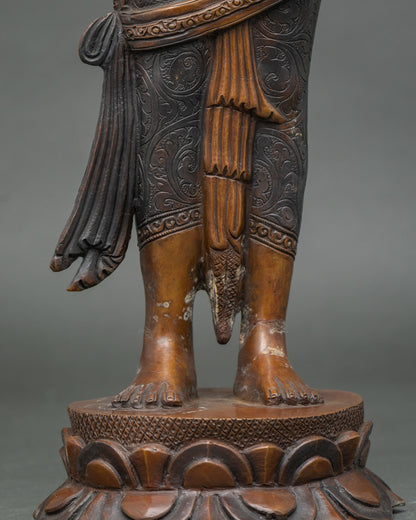 Oxidized Lokeshvara (Padmapani) Statue – Handcrafted Bodhisattva Idol