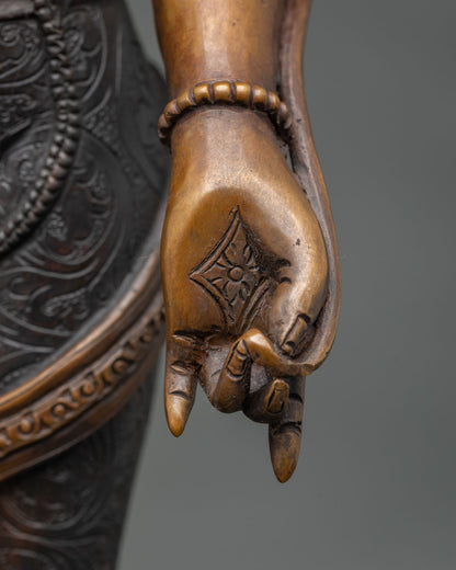 Oxidized Lokeshvara (Padmapani) Statue – Handcrafted Bodhisattva Idol