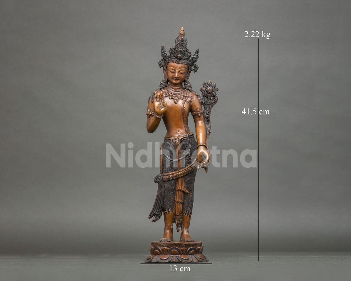 Oxidized Lokeshvara (Padmapani) Statue – Handcrafted Bodhisattva Idol