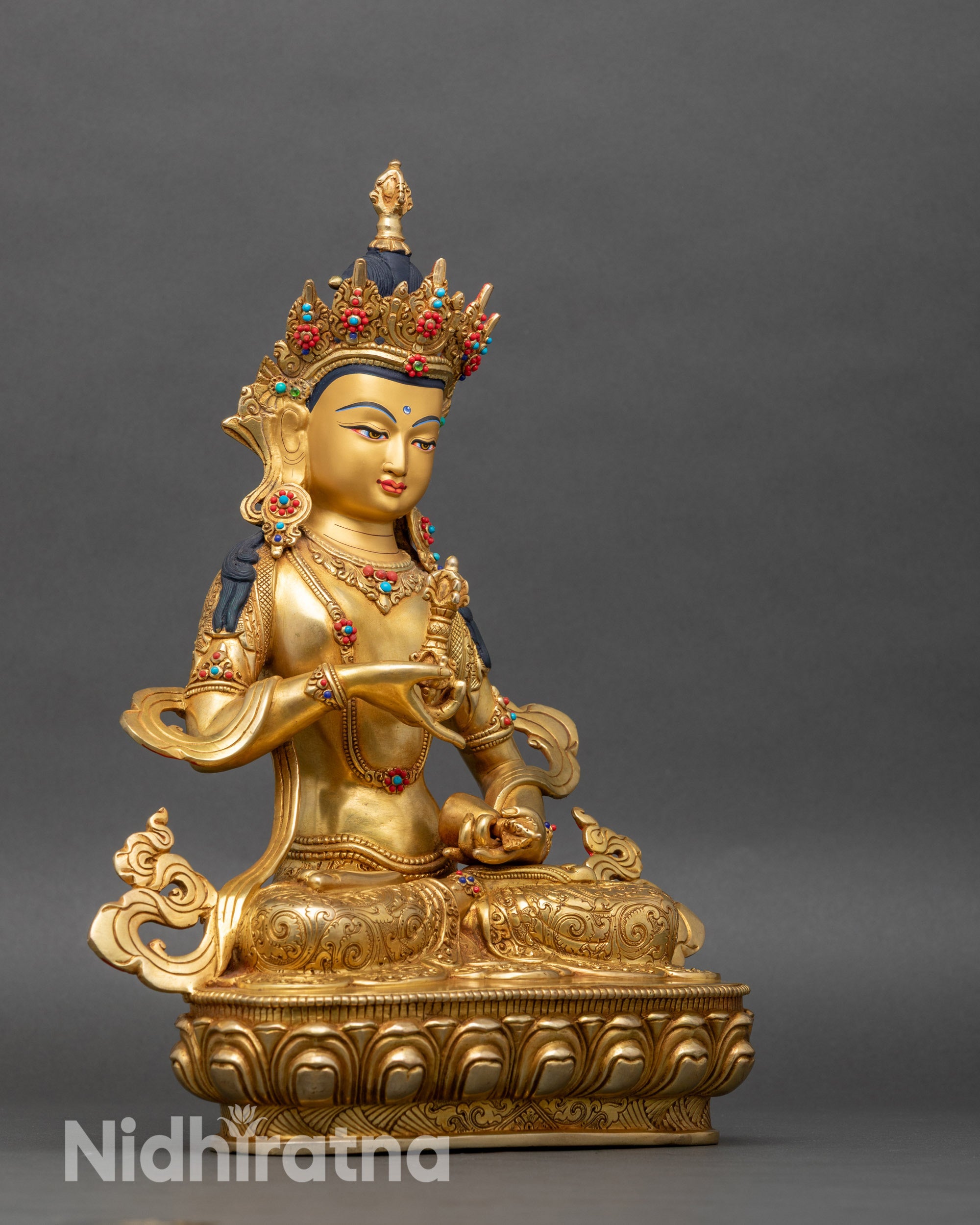 Lost-wax copper Vajrasattva sculpture for purification and karma cleansing