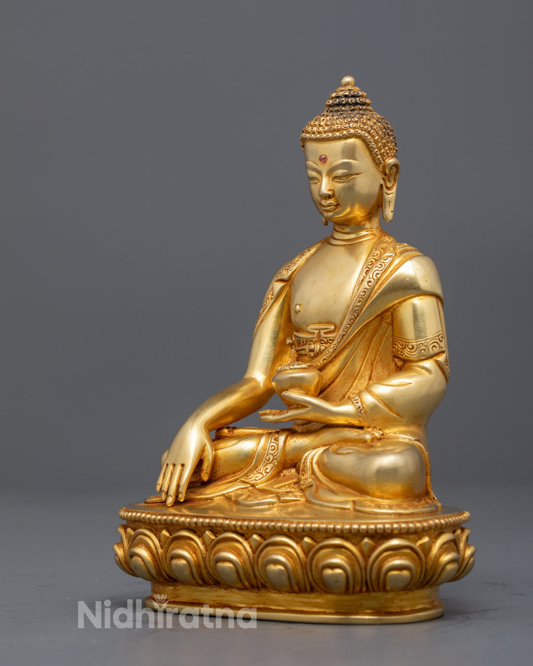 Lotus throne base of Gautam Buddha Statue painted with rich acrylics spiritual statue for meditation