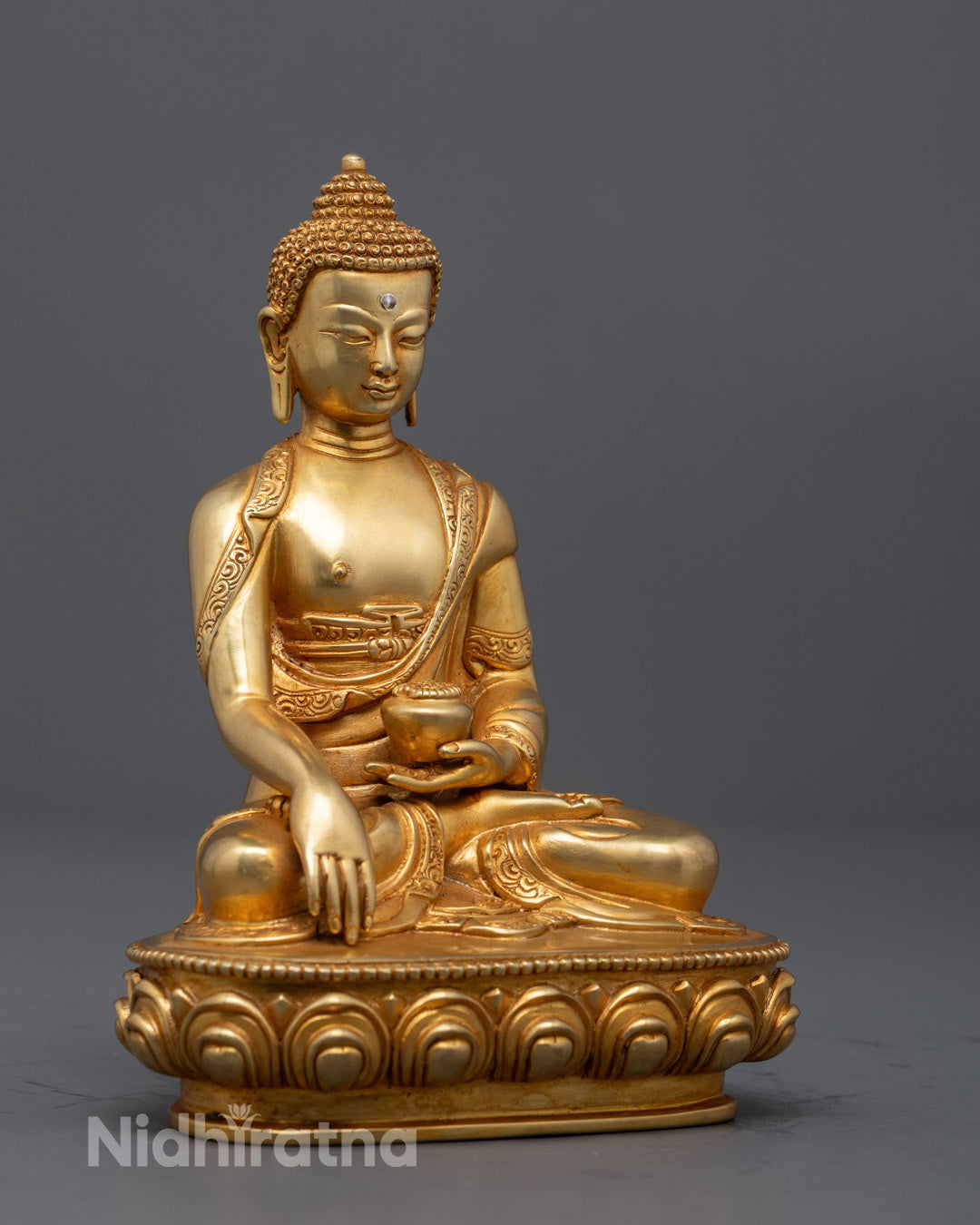 Lotus throne of Buddha sculpture featuring hollow section for mantra and meditation focus energy crafted by skilled Nepalese artist