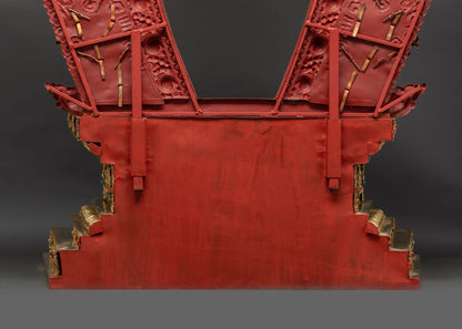 Lower landscape back Vajrayana Throne rear view halo carvings and monastery-grade base detailing