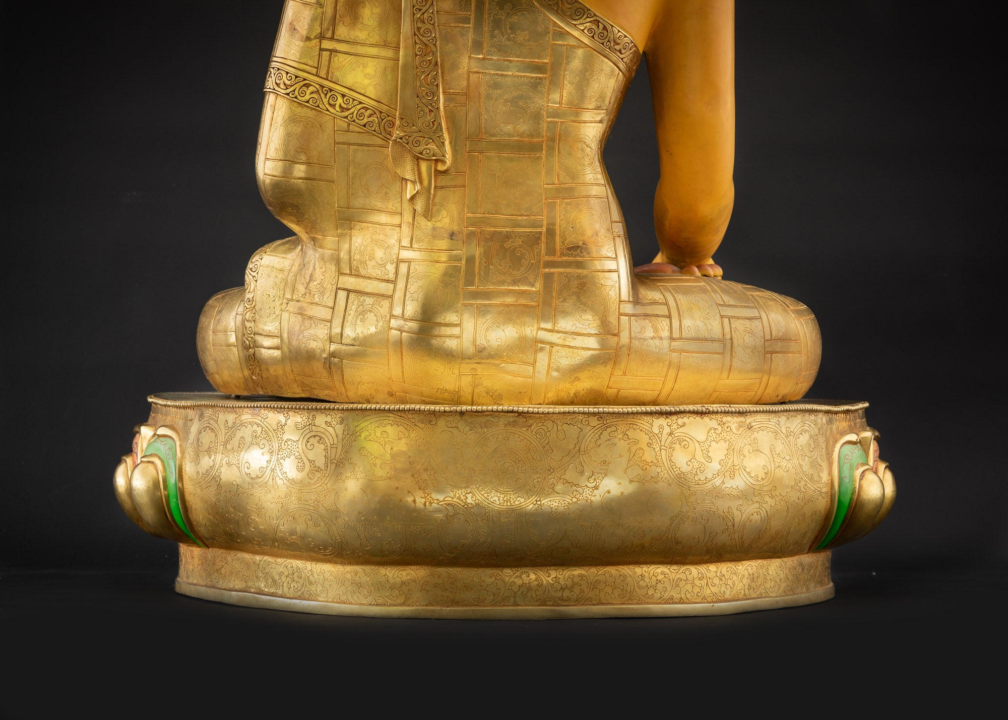 Lower landscape back view of Shakyamuni Buddha Siddhartha Gautama on lotus seat