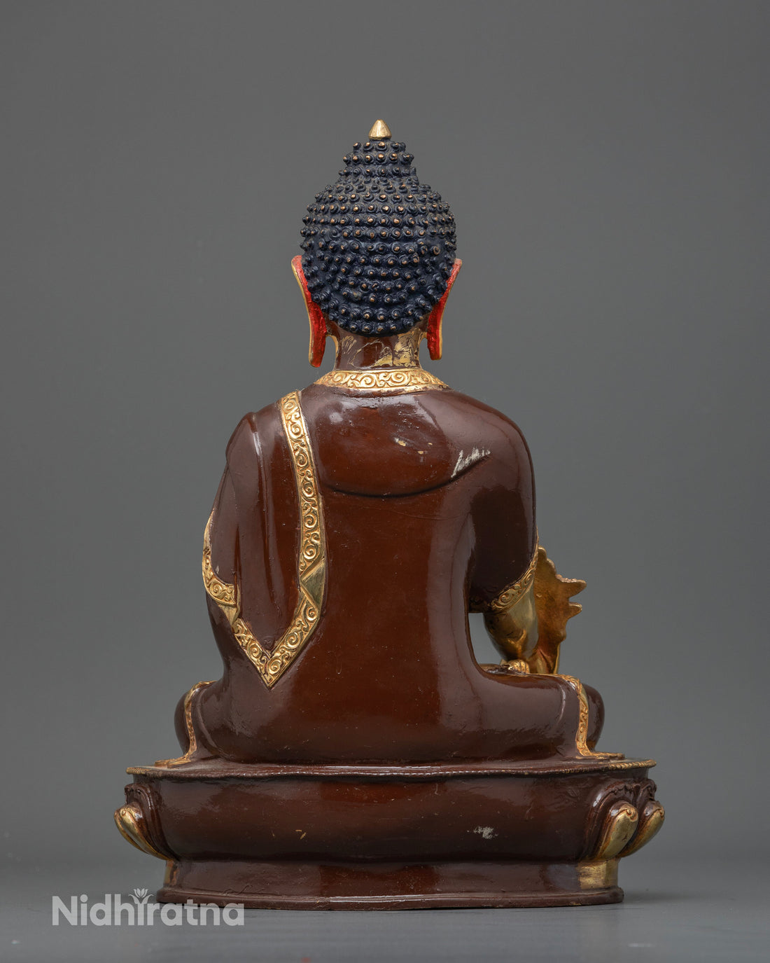 Dual Essence: The Medicine Buddha in Gold and Oxidized Craft