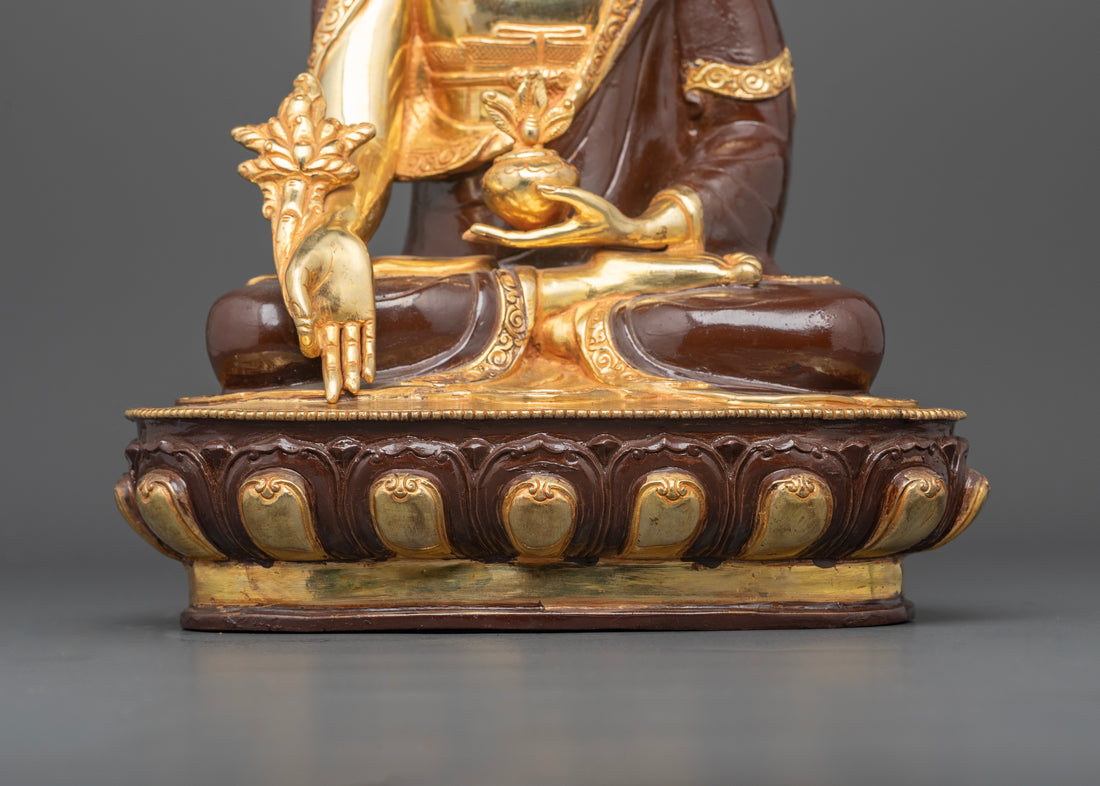 Dual Essence: The Medicine Buddha in Gold and Oxidized Craft