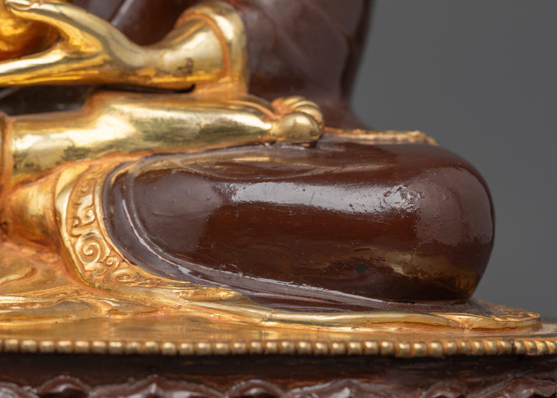 Dual Essence: The Medicine Buddha in Gold and Oxidized Craft